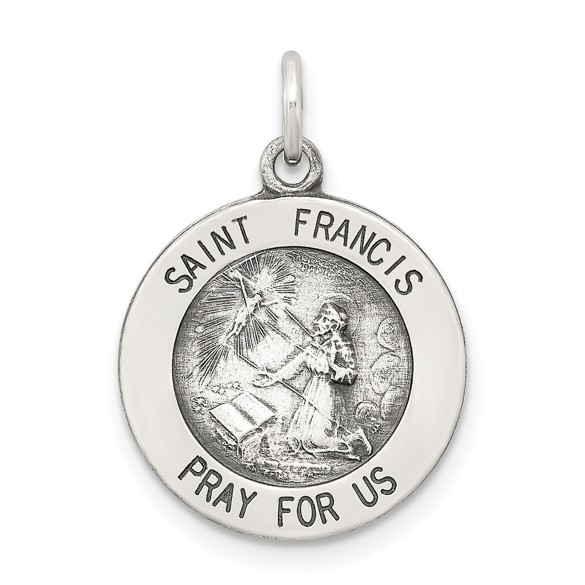 Sterling Silver Antiqued Saint Francis Medal