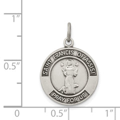 Sterling Silver 925 Antiqued Saint Francis Medal Pendant Vintage Charm