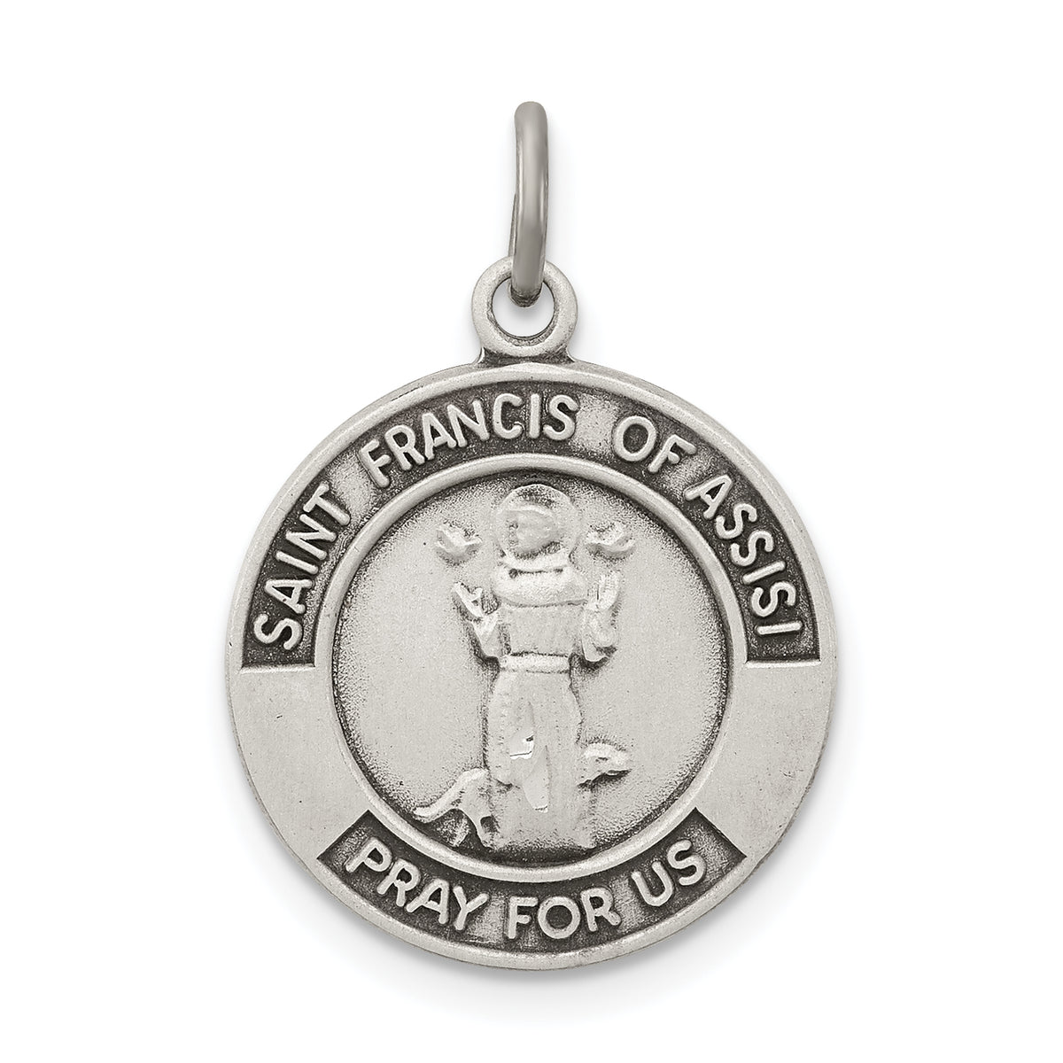 Sterling Silver Antiqued Saint Francis of Assisi Medal