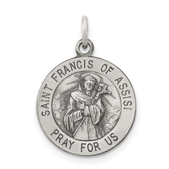 Sterling Silver Antiqued Saint Francis of Assisi Medal