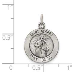 Sterling Silver 925 Saint Gerard Medal Engravable Antiqued Finish Pendant