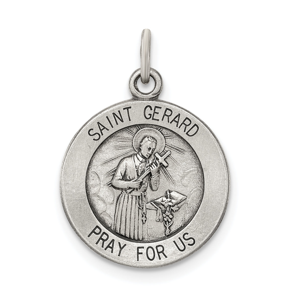 Sterling Silver Antiqued Saint Gerard Medal