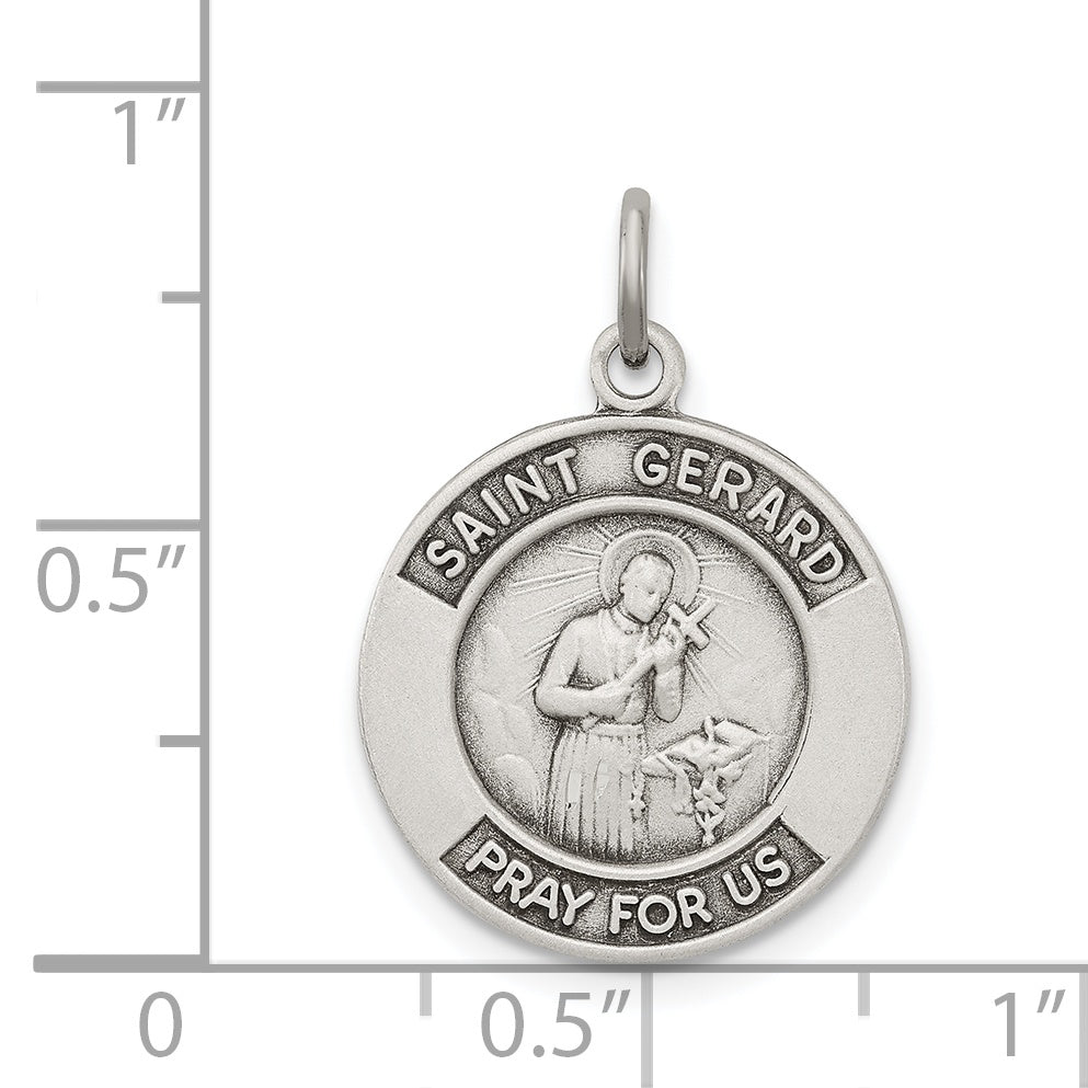 Sterling Silver Antiqued St. Gerard Medal Pendant