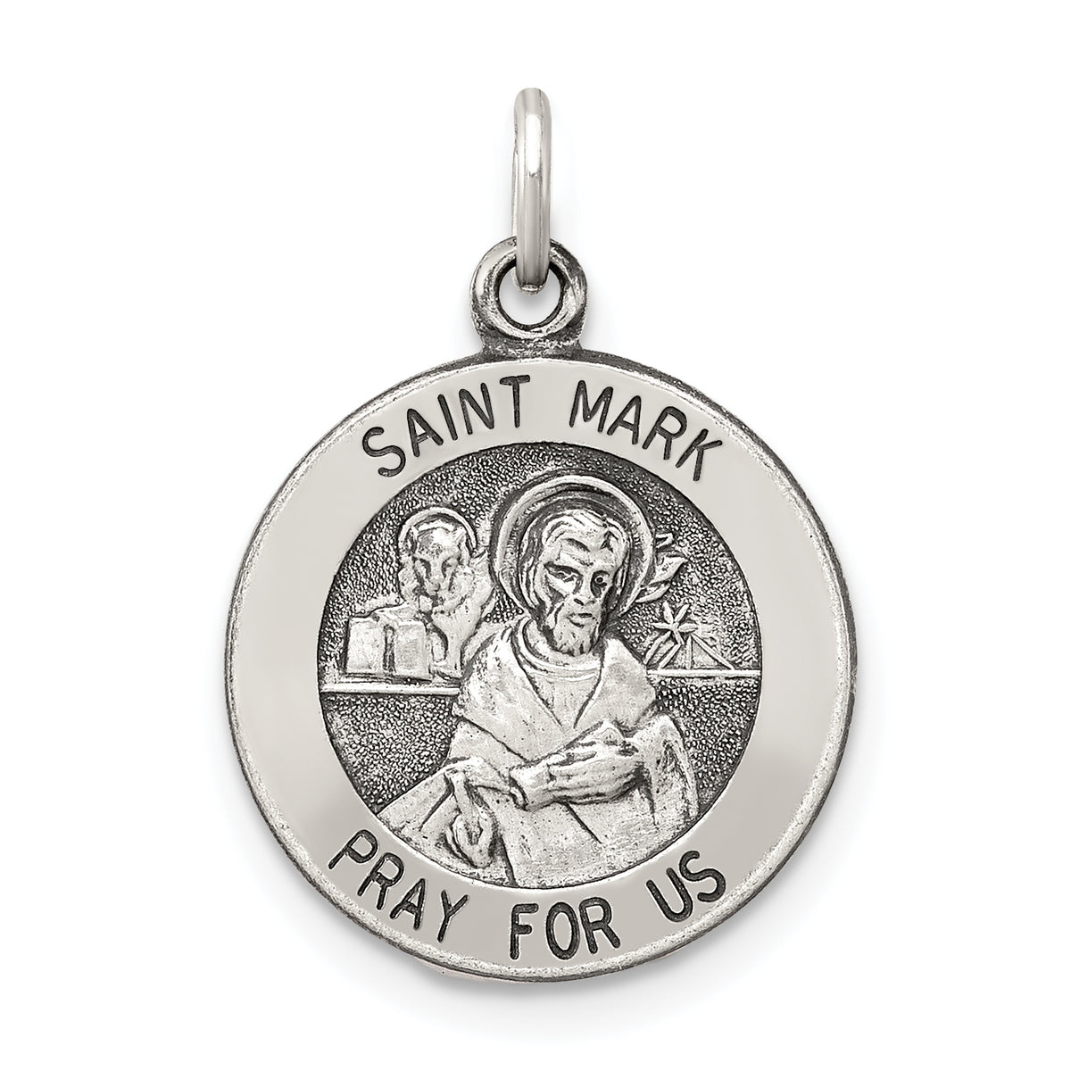 Sterling Silver Antiqued Saint Mark Medal