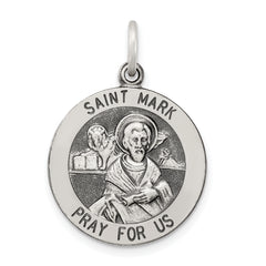 Sterling Silver Antiqued Saint Mark Medal