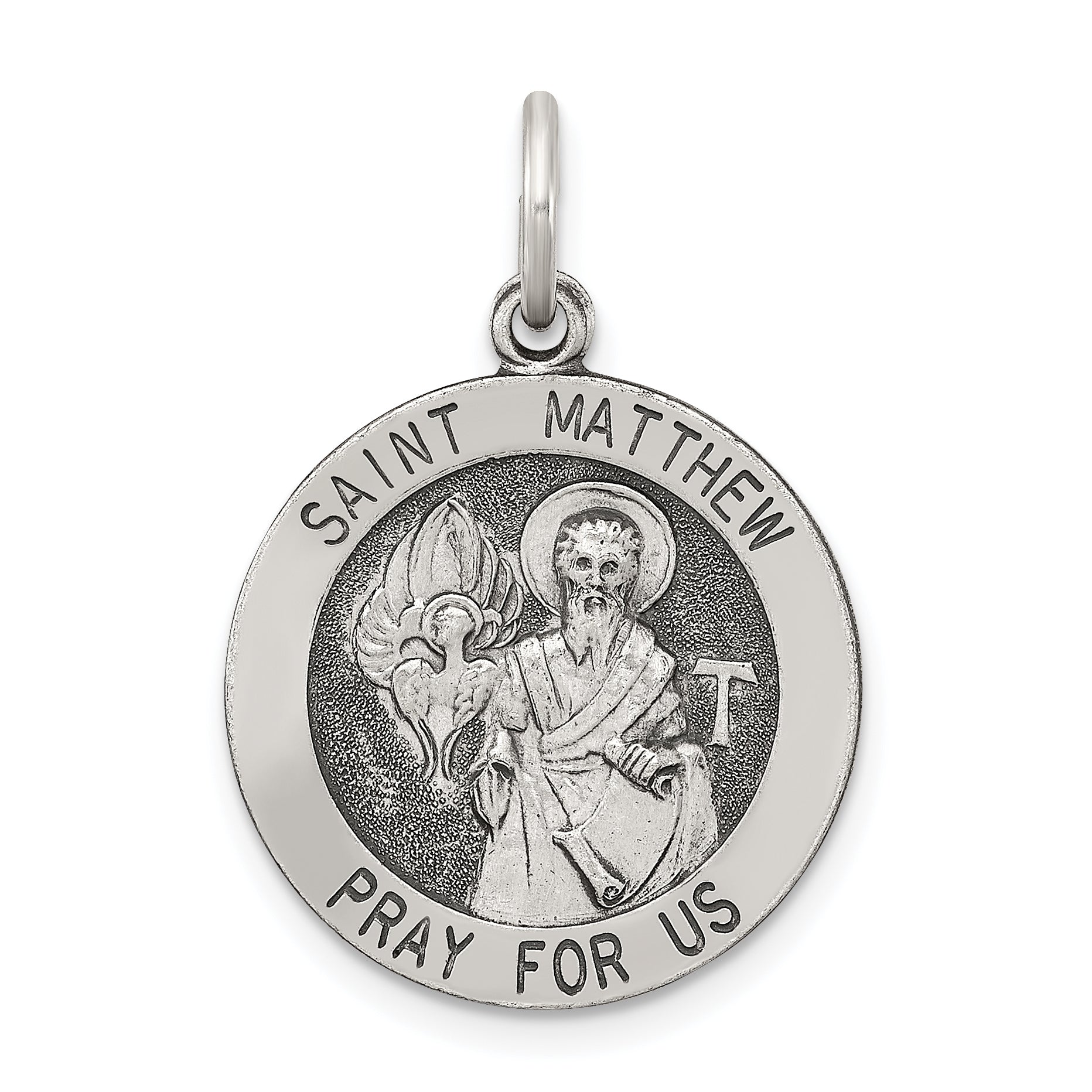 Sterling Silver Antiqued Saint Matthew Medal