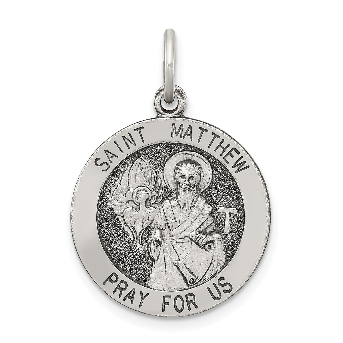 Sterling Silver Antiqued Saint Matthew Medal