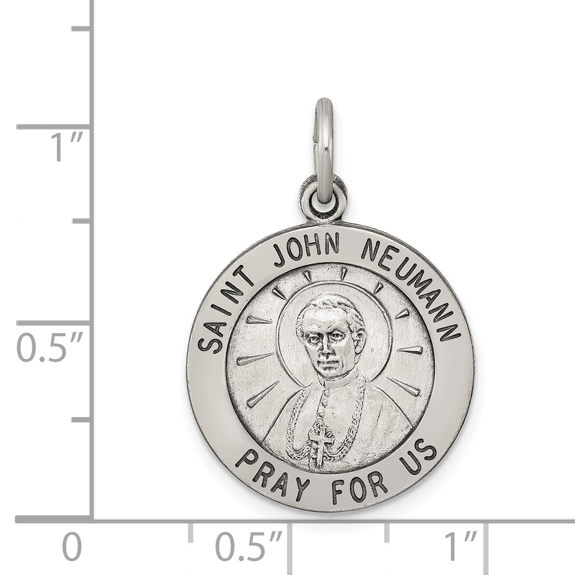 Antiqued Sterling Silver Saint John Neumann Pendant by Sophia Jewelers