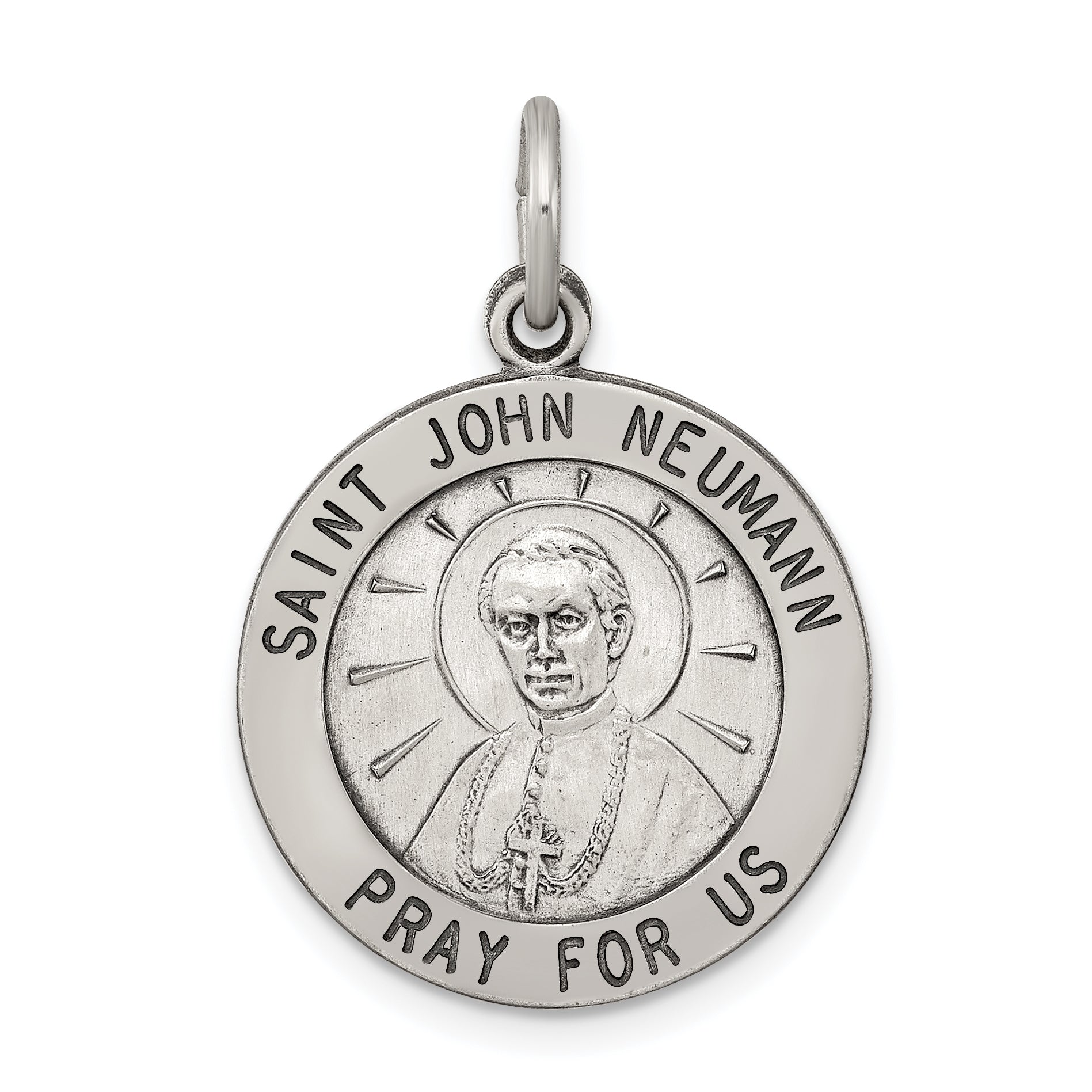 Sterling Silver Antiqued Saint John Neumann Medal