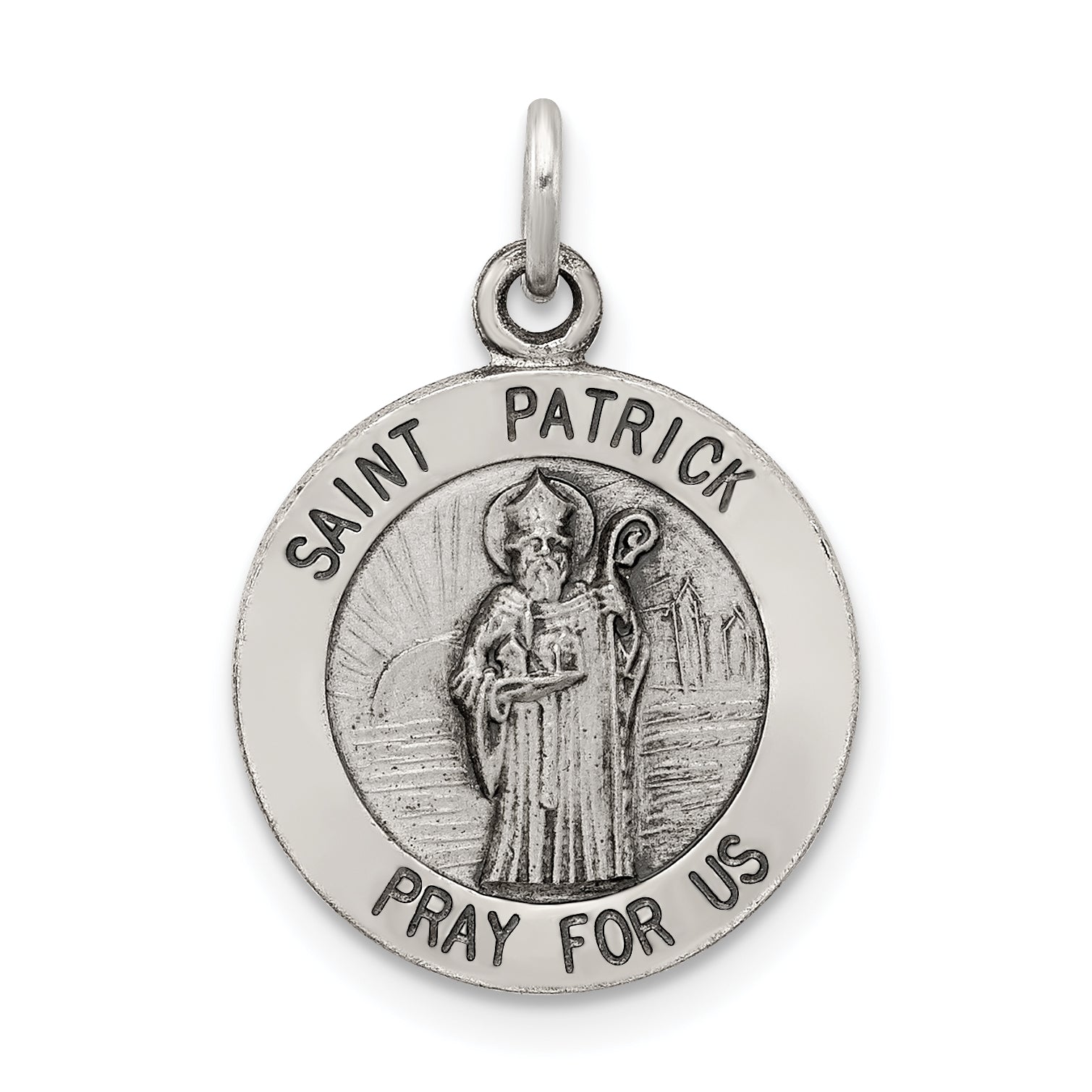 Sterling Silver Antiqued Saint Patrick Medal