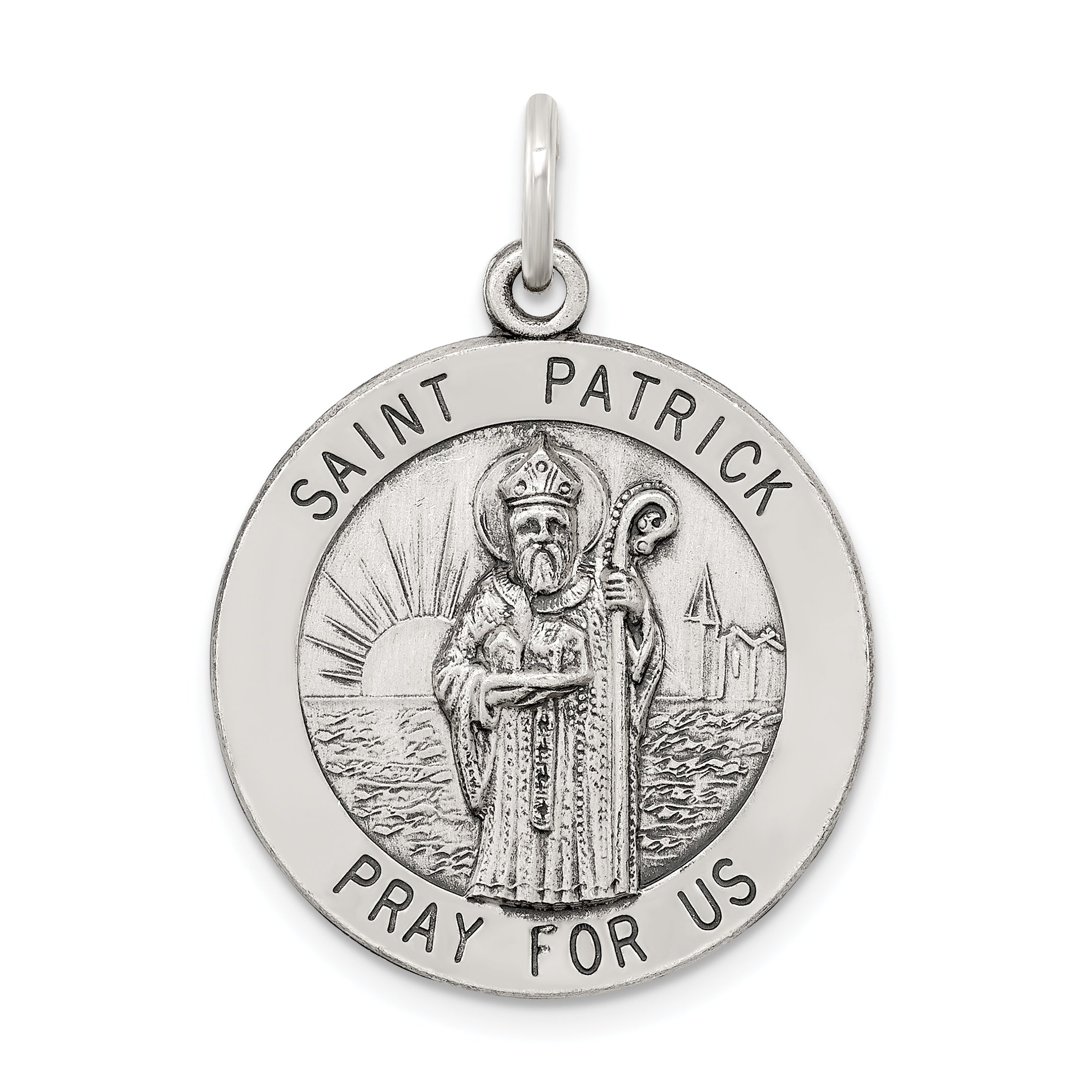 Sterling Silver Antiqued Saint Patrick Medal