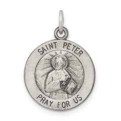 Sterling Silver Antiqued Saint Peter Medal