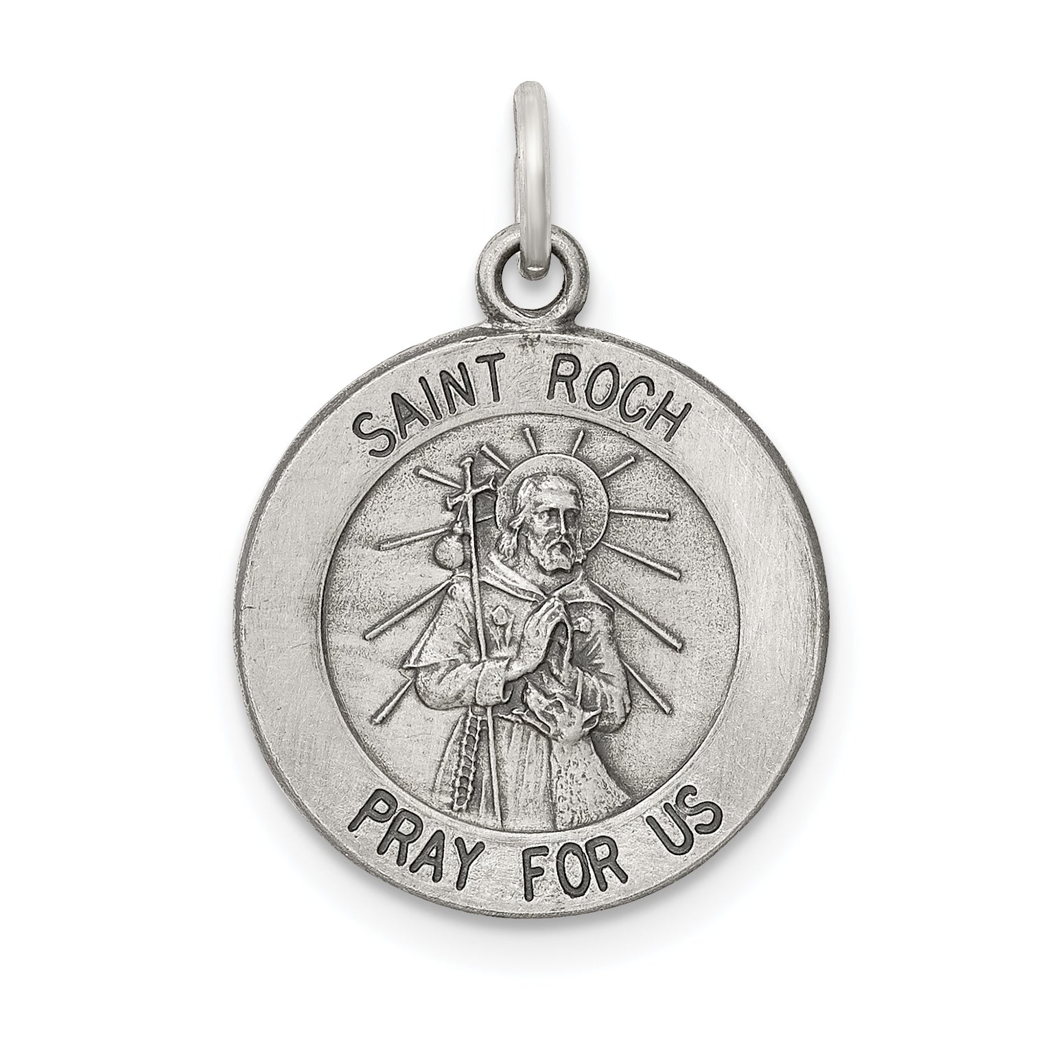 Sterling Silver Antiqued Saint Roch Medal