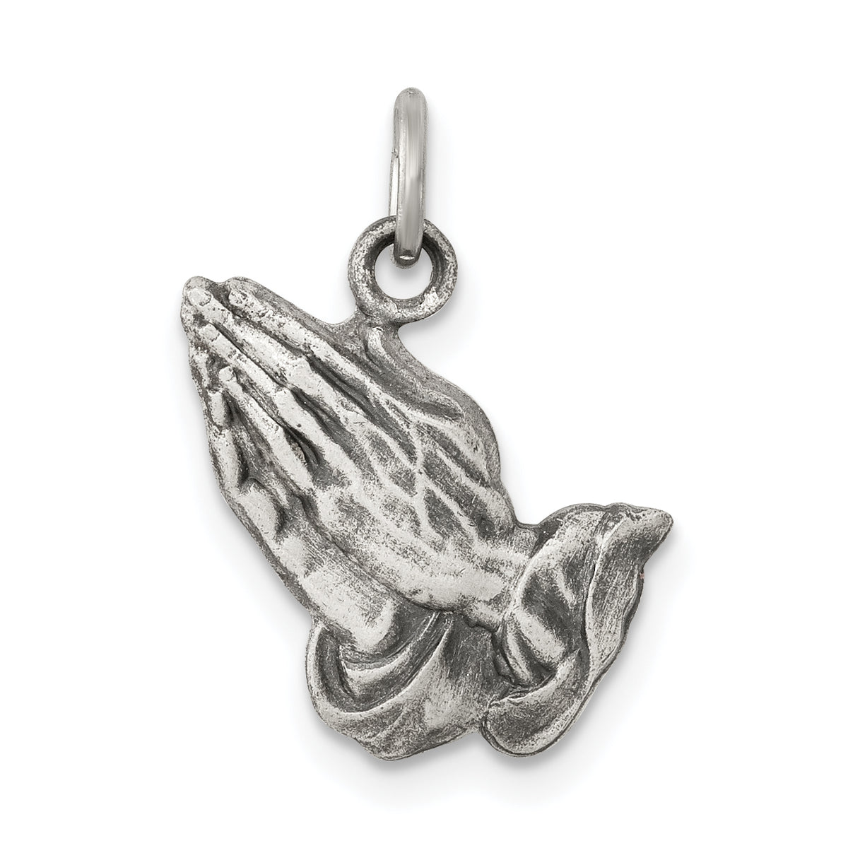 Sterling Silver Antiqued Praying Hands Charm