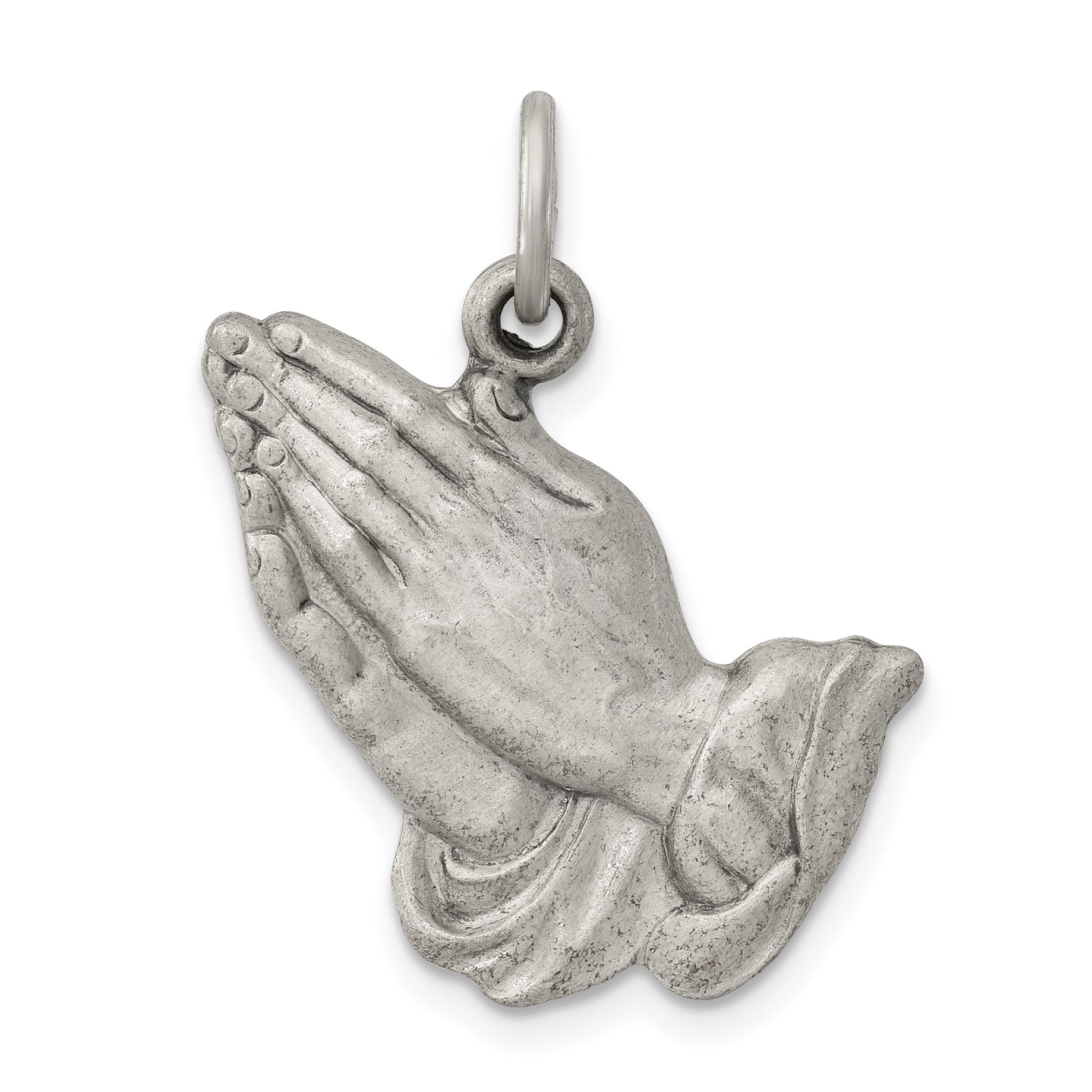 Sterling Silver Antiqued Praying Hands Charm