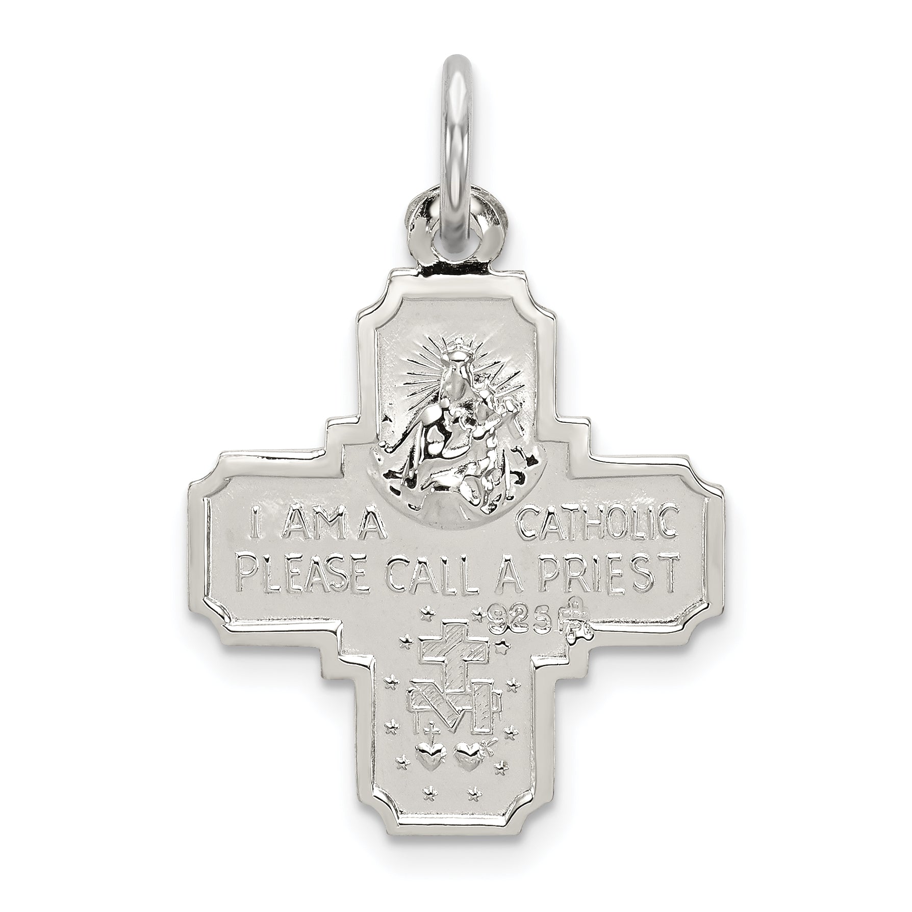 Sterling Silver 4-Way Medal Pendant with Polished Palladium Finish