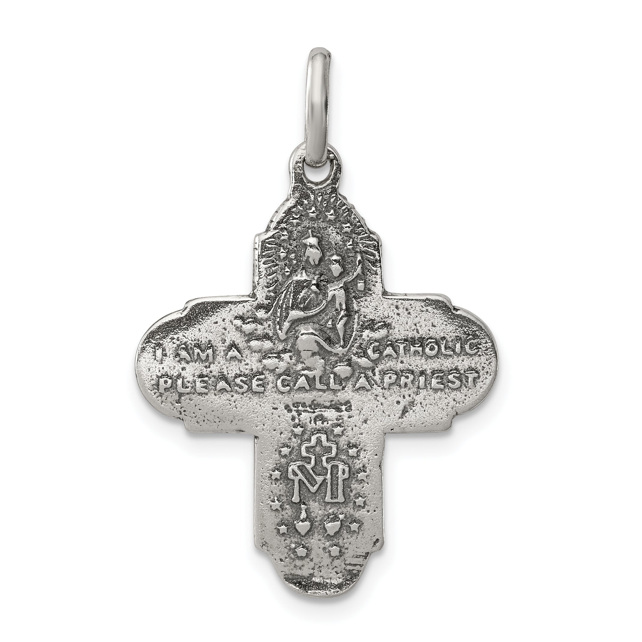 Sterling Silver Antiqued Reversible 4-way Medal