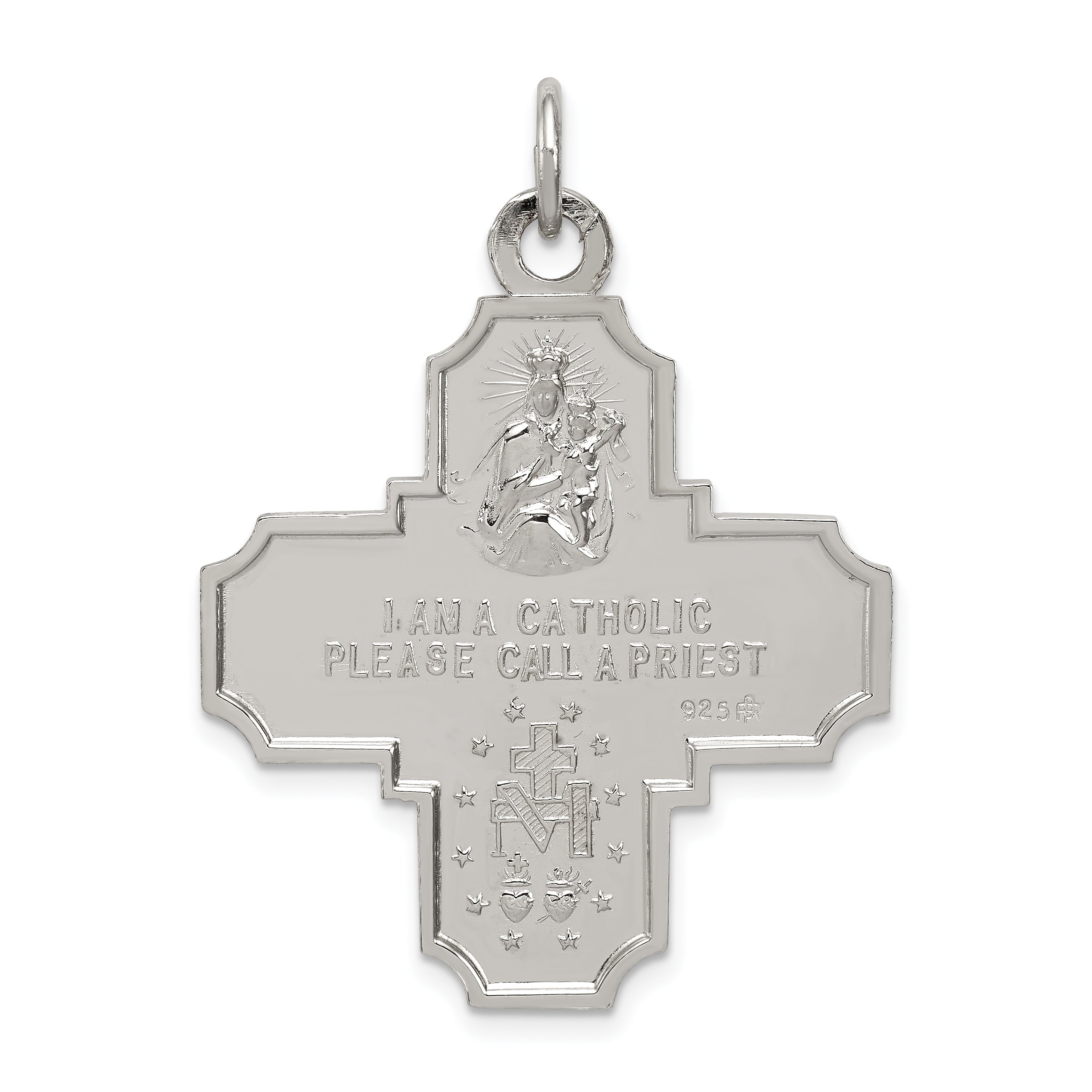 Sterling Silver Reversible Medal Pendant with Polished Palladium Finish