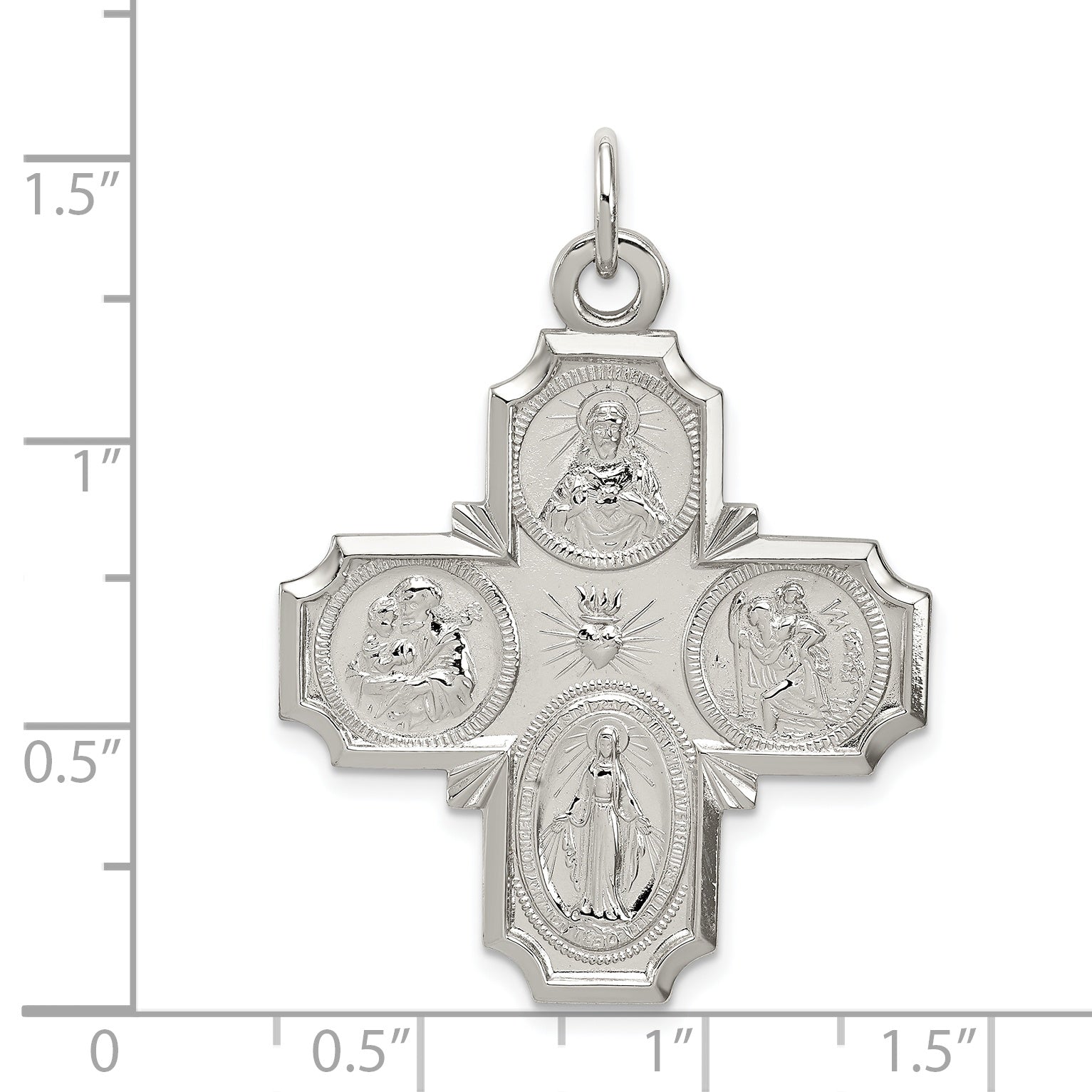 Sterling Silver Reversible Medal Pendant with Polished Palladium Finish