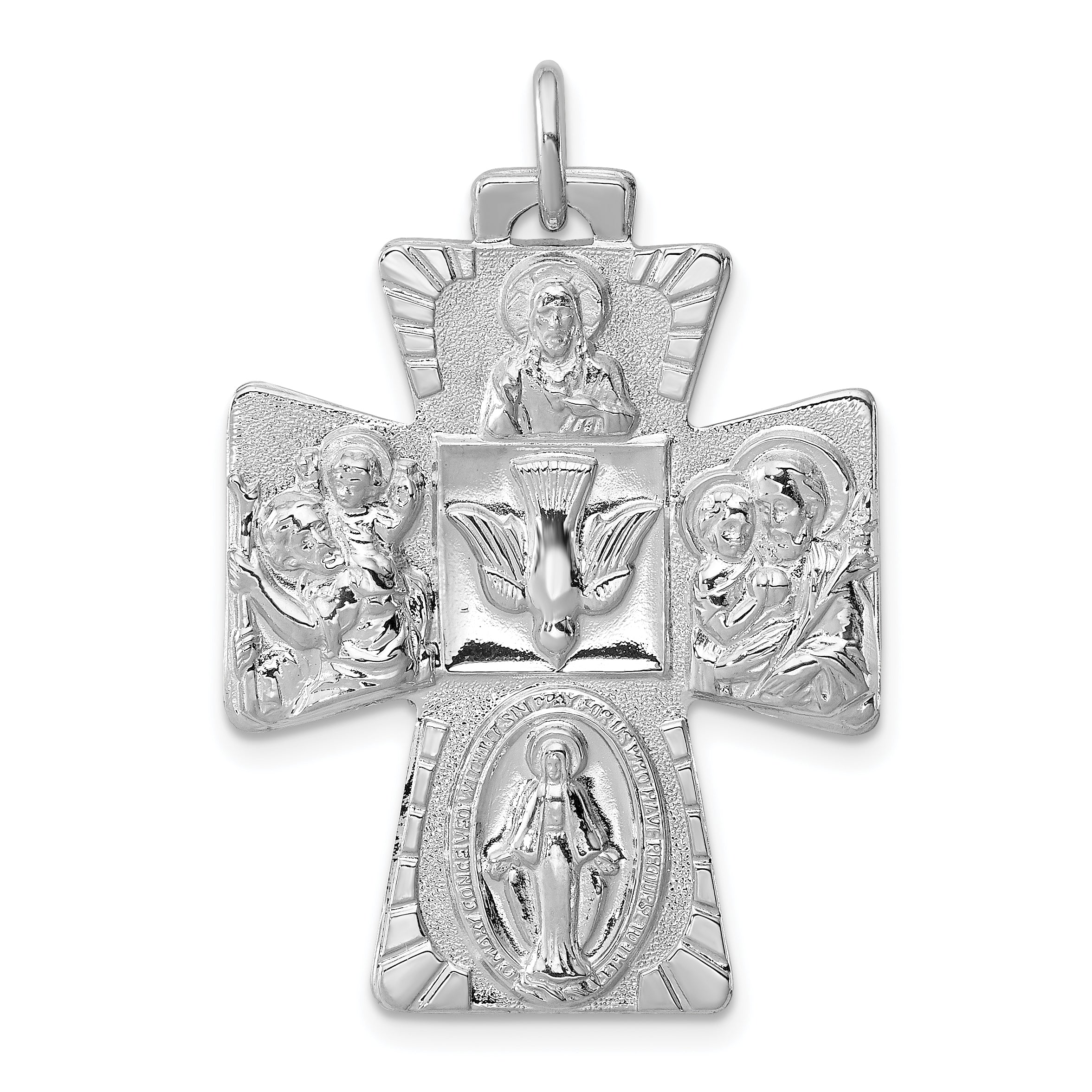 Sterling Silver Rhodium-plated Reversible 4-way Medal