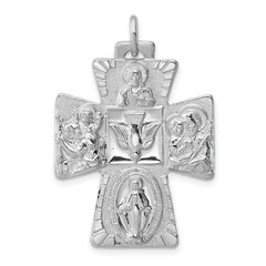 Sterling Silver Rhodium-plated Reversible 4-way Medal