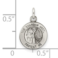 Sterling Silver Antiqued Guardian Angel Medal