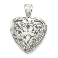 Sterling Silver Filigree Floral Heart Pendant