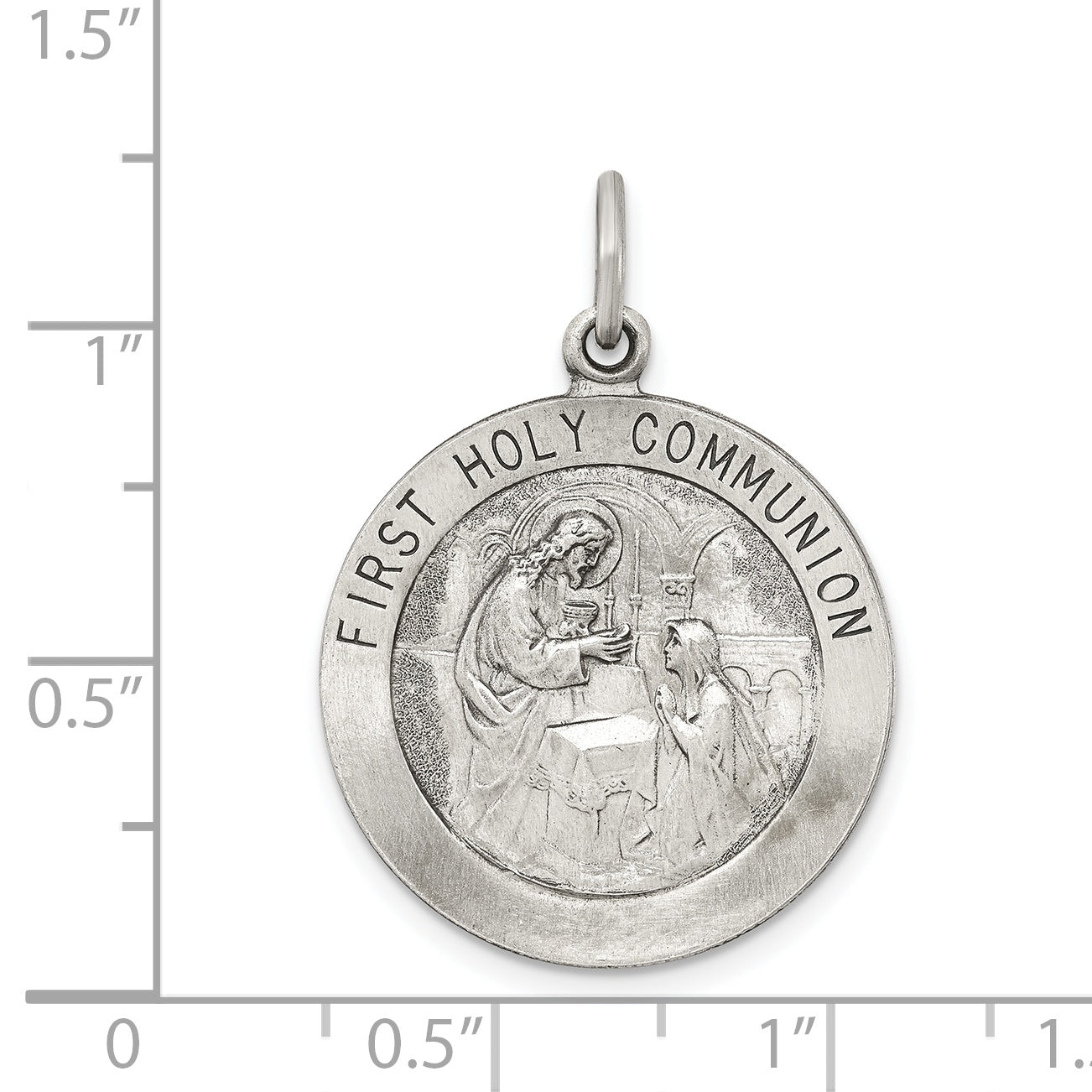 Sterling Silver Antiqued First Holy Communion Medal