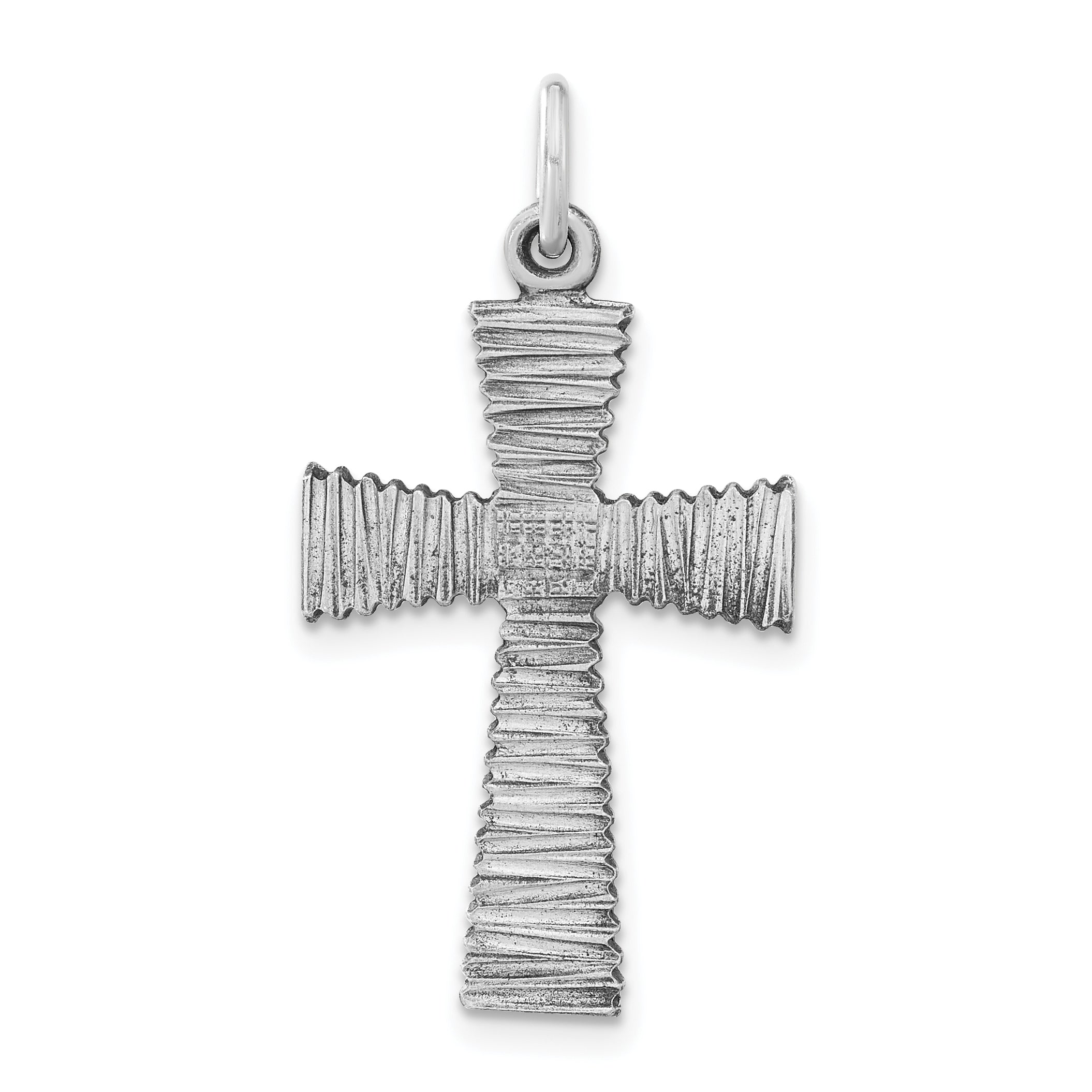 Sterling Silver Antiqued Textured Cross Pendant