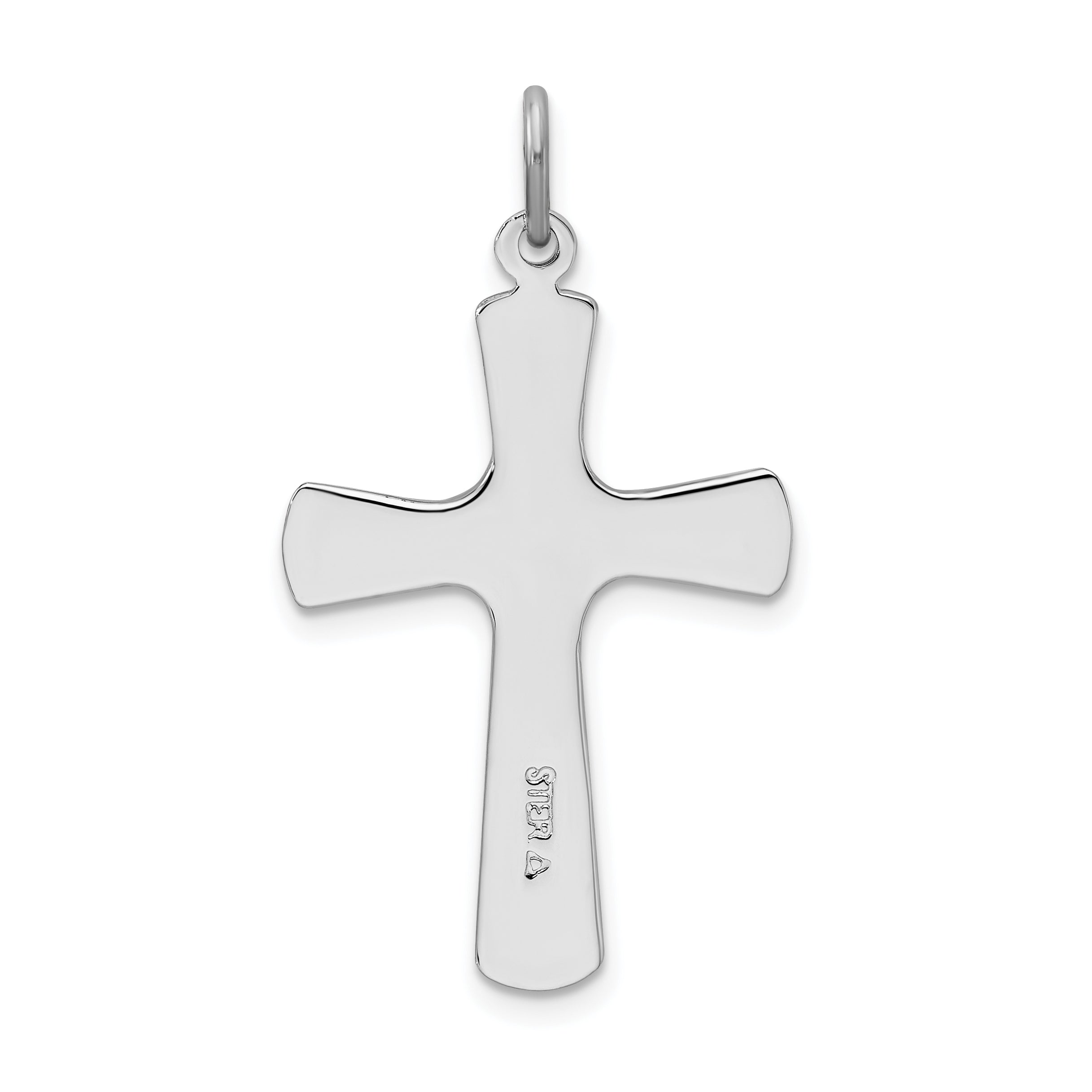 Sophia Jewelers Sterling Silver Enamel Cross Pendant Rhodium Polished Finish