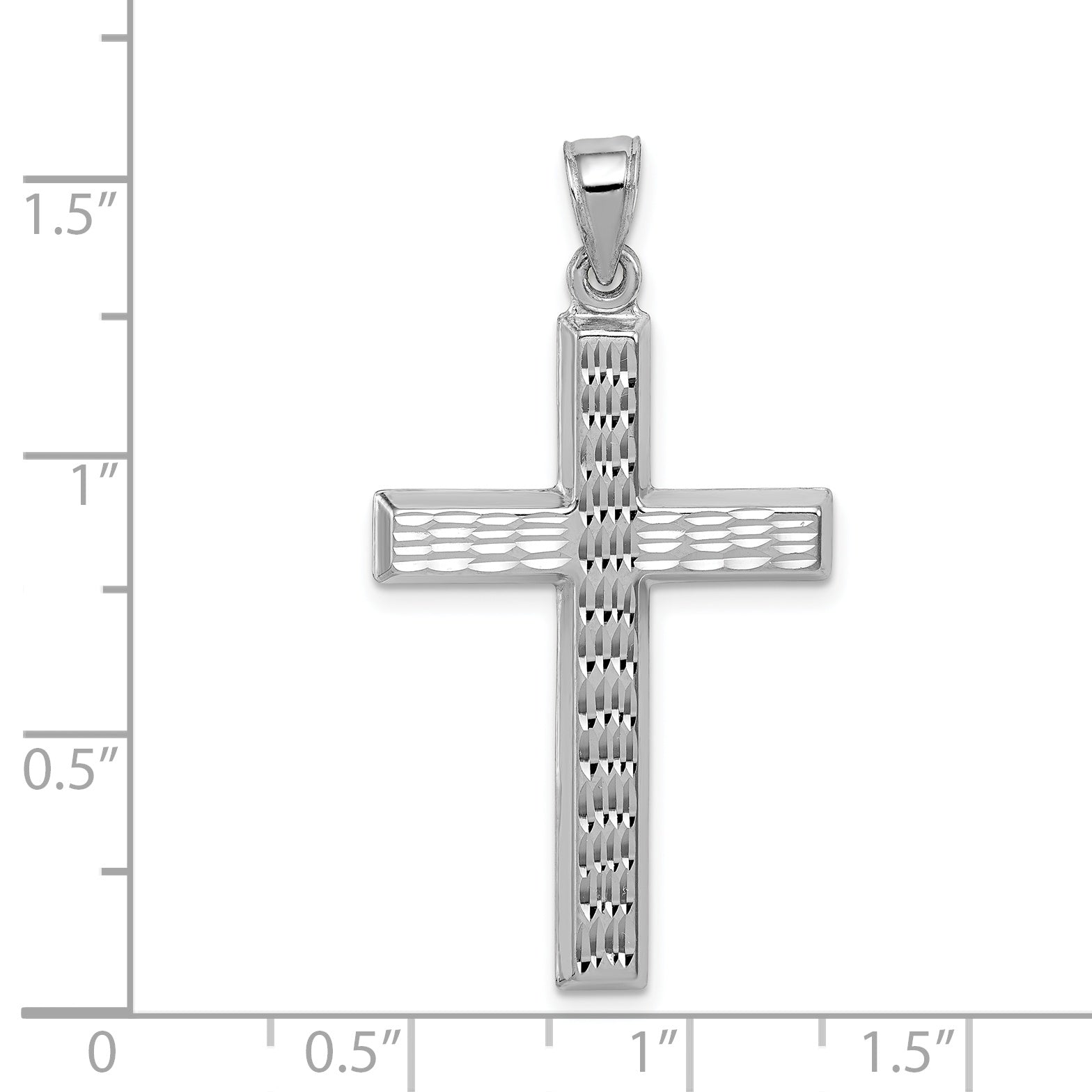 Sophia Jewelers Sterling Silver 925 Diamond-Cut Cross Pendant with Rhodium Finish