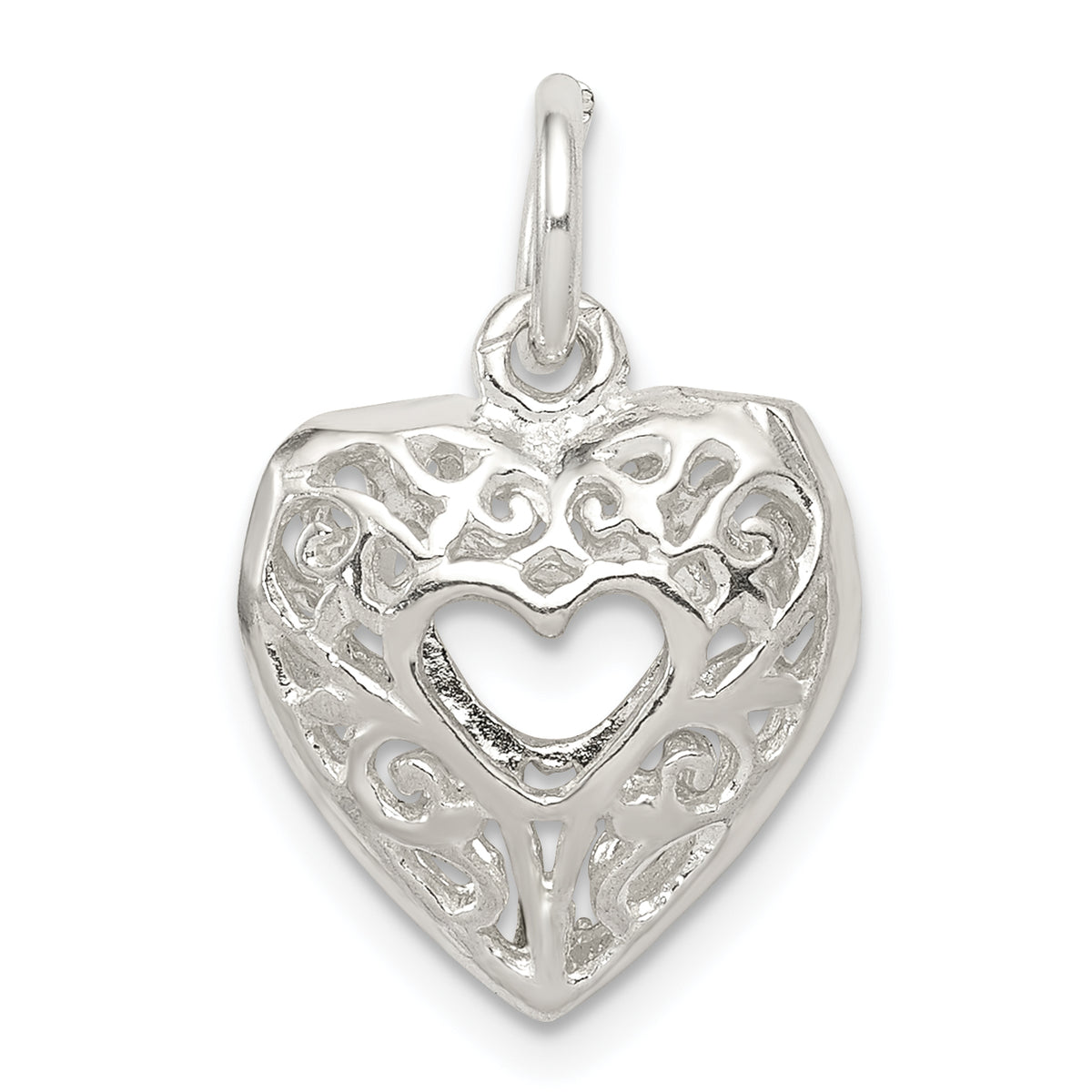 Sterling Silver Filigree Heart Charm