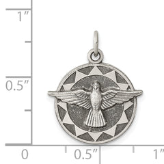 Sterling Silver 925 Antiqued Holy Spirit Medal Pendant Vintage Inspired