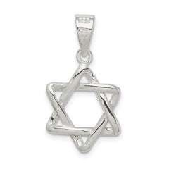 Sterling Silver 925 Star of David Pendant with Polished Anti-Tarnish Finish