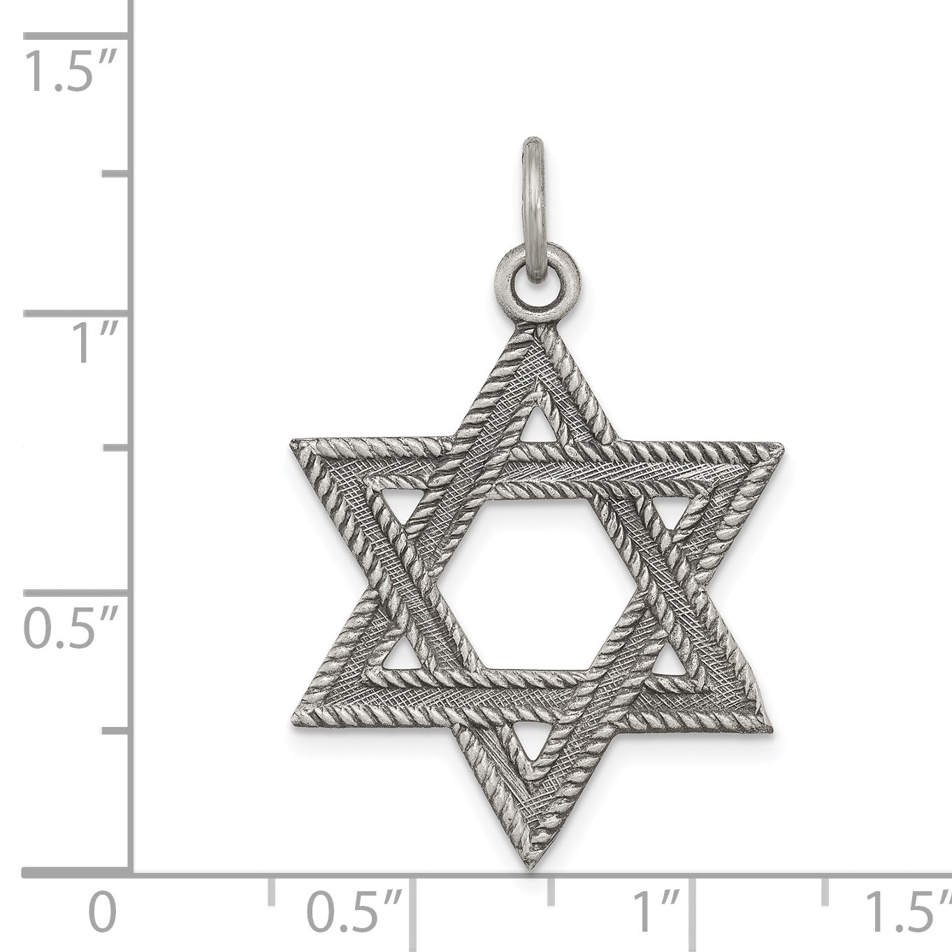 Antiqued Sterling Silver Star of David Charm 925 Vintage Style