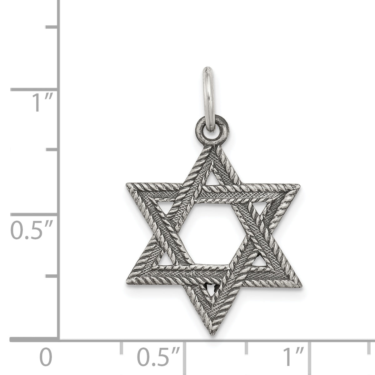 Sterling Silver 925 Star of David Pendant Antiqued Vintage Style