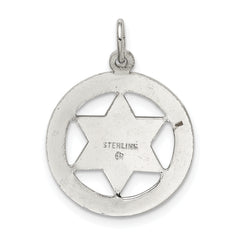 Sterling Silver 925 Star of David Charm with Polished Palladium Finish