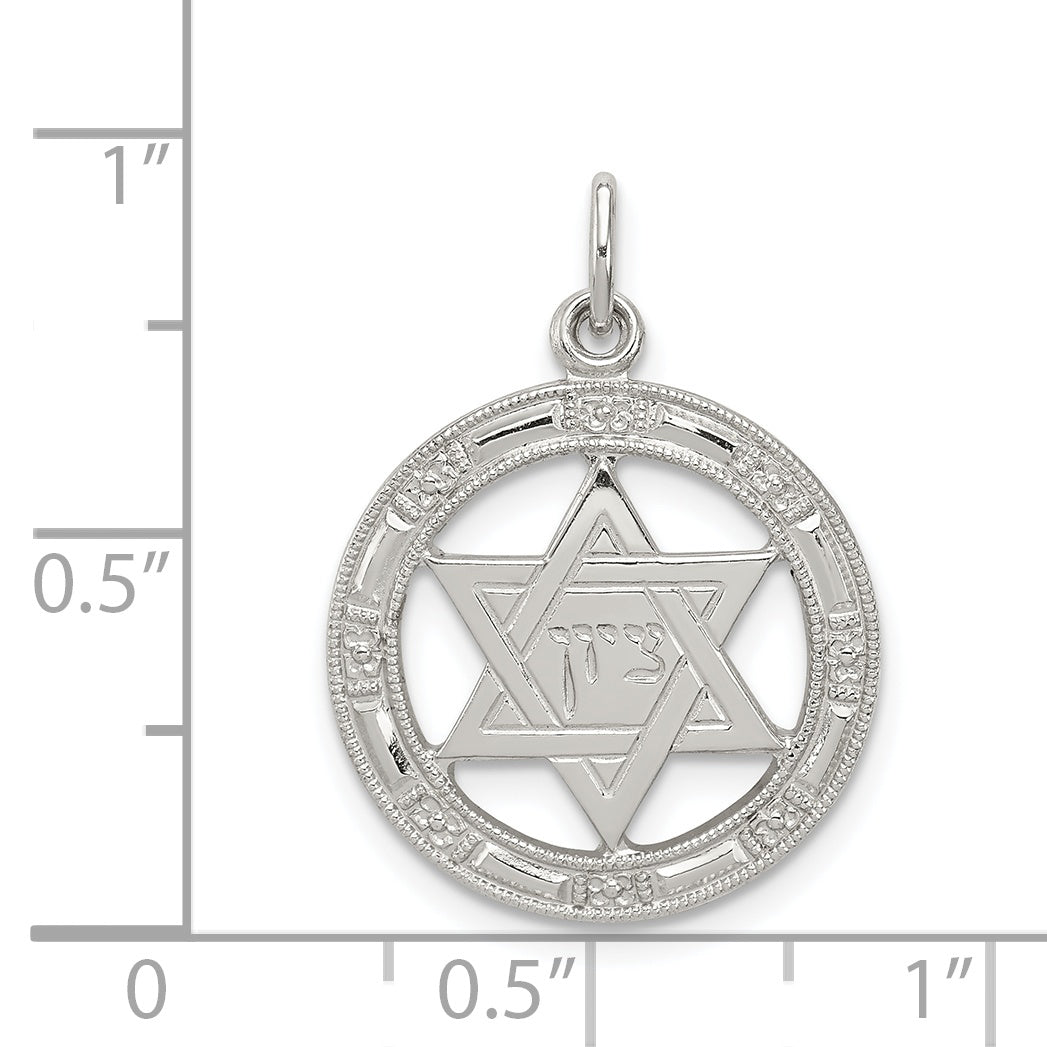 Sterling Silver 925 Star of David Charm with Polished Palladium Finish