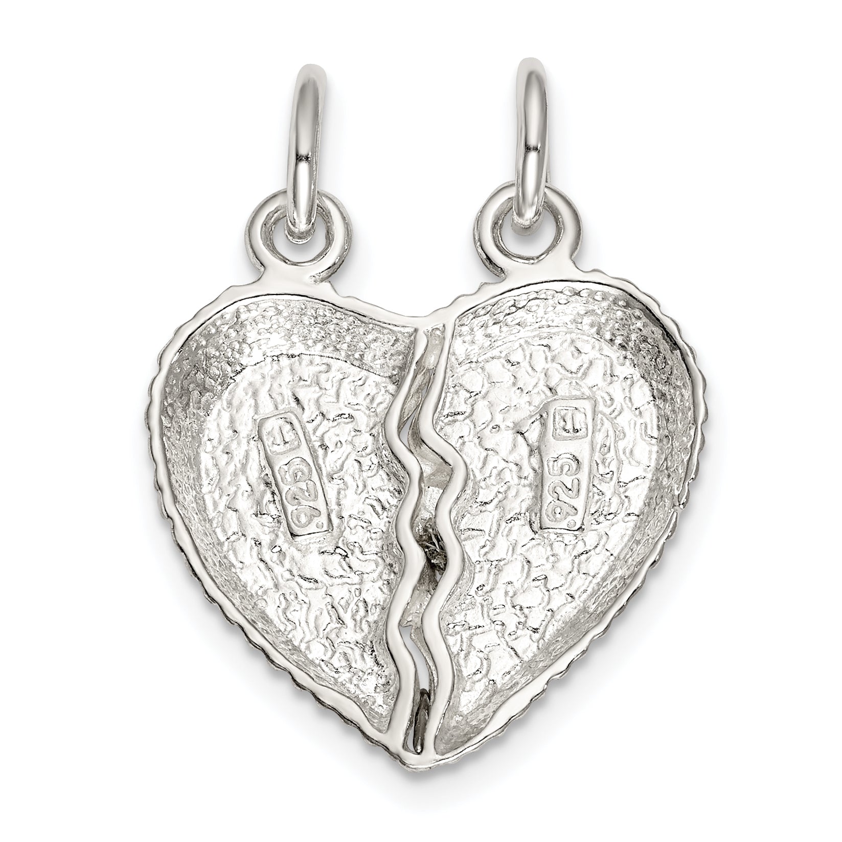 Sterling Silver Best Friend 2-piece Break apart Heart Charm