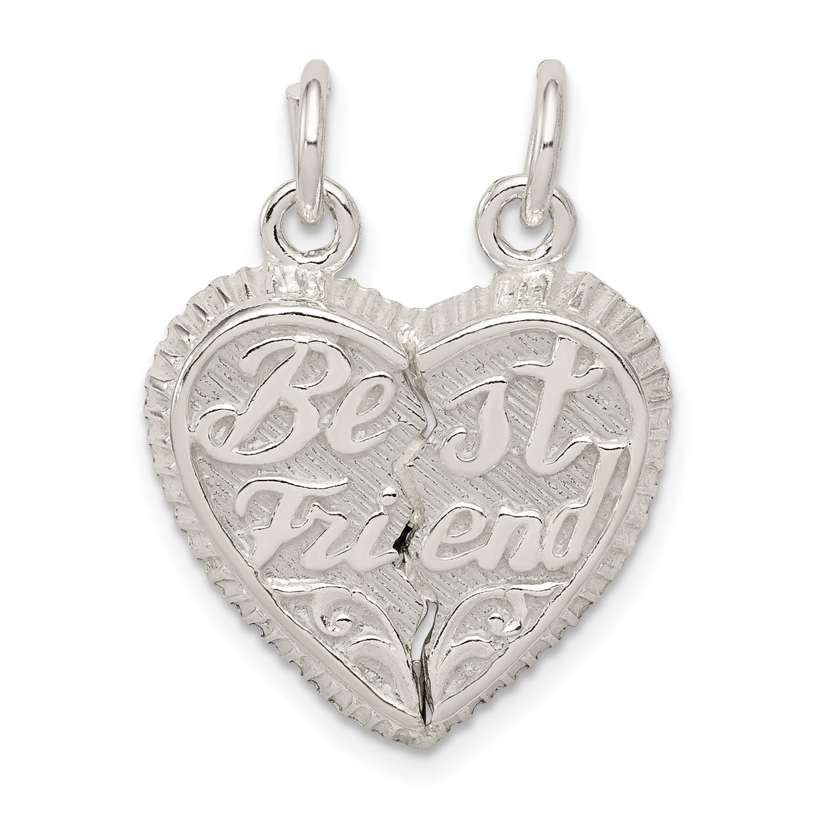 Sterling Silver Best Friend 2-piece Break apart Heart Charm