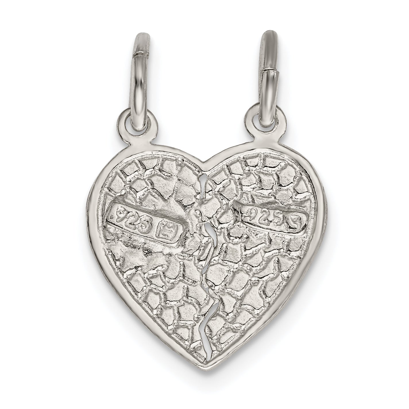 Sterling Silver 925 Best Friends Heart Charm Polished Finish