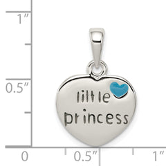 Sterling Silver Enameled Little Princess Heart Pendant