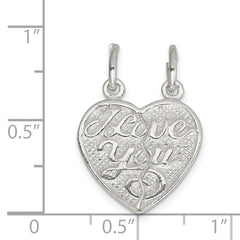 Sterling Silver I Love You 2-piece break apart Heart Charm