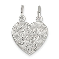 Sterling Silver I Love You 2-piece break apart Heart Charm