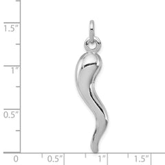 Sophia Jewelers Men's 925 Sterling Silver Italian Horn Pendant Rhodium-Plated Polished Finish