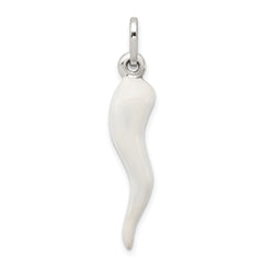 Sterling Silver White Enamel Italian Horn Pendant