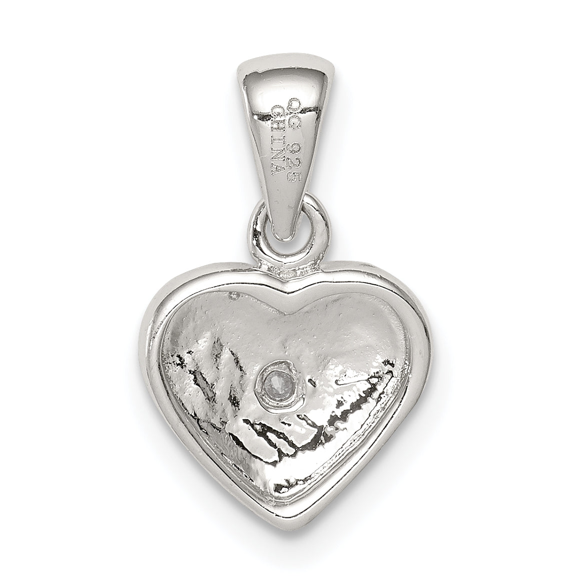 Sophia Jewelers Sterling Silver Heart Pendant with Red Enamel and CZ