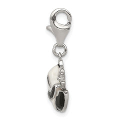 Sterling Silver Rhodium-plated CZ Enamel Panda Charm with Lobster Clasp