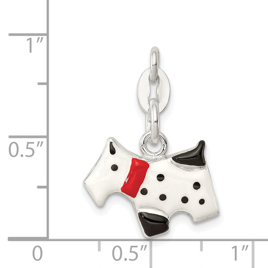 Sterling Silver Enameled Scottie Dog Charm