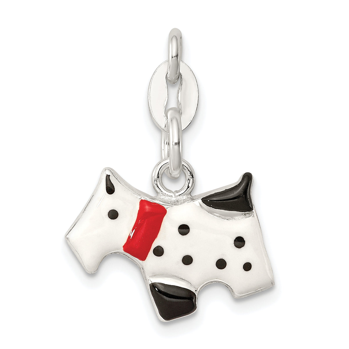 Sterling Silver Enameled Scottie Dog Charm